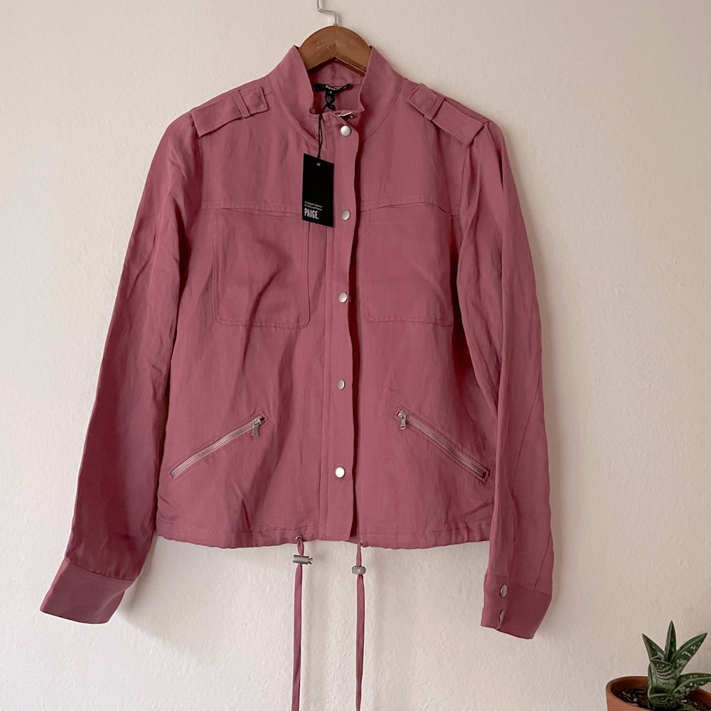 PAIGE “Ryland” Jacket in “Dark Rose” Print - Picture 2 of 14